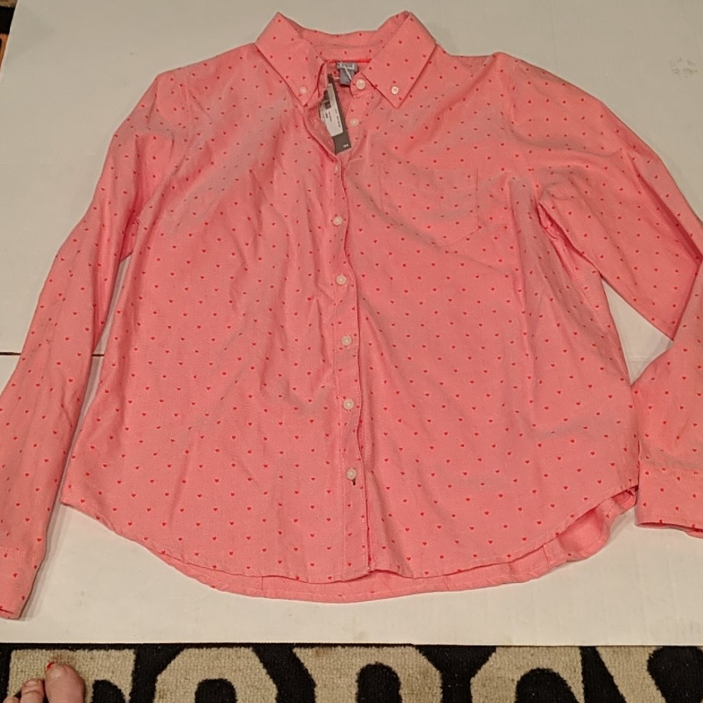 JCP pink/red long sleeve shirt with red heart